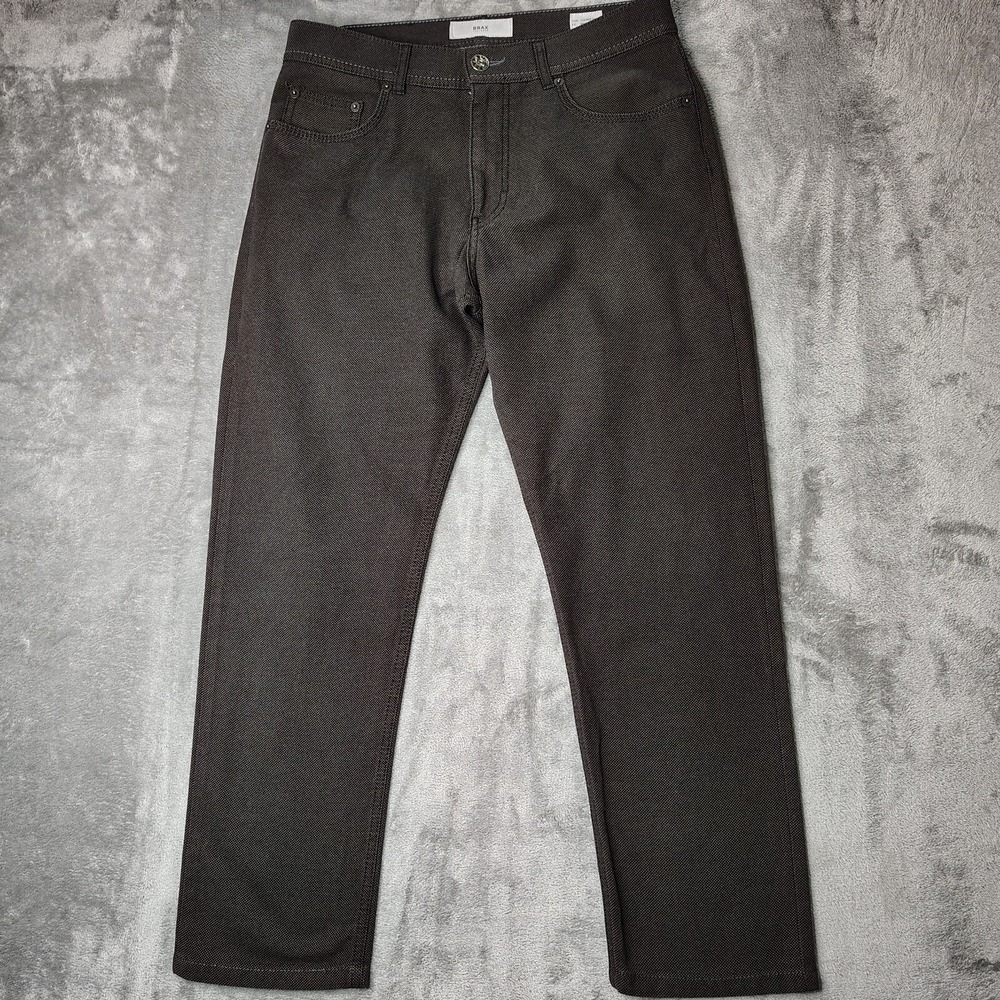 Brax Cooper Fancy Regular Jeans Mens 32/32 Brown Textured 5 Pocket Casuals